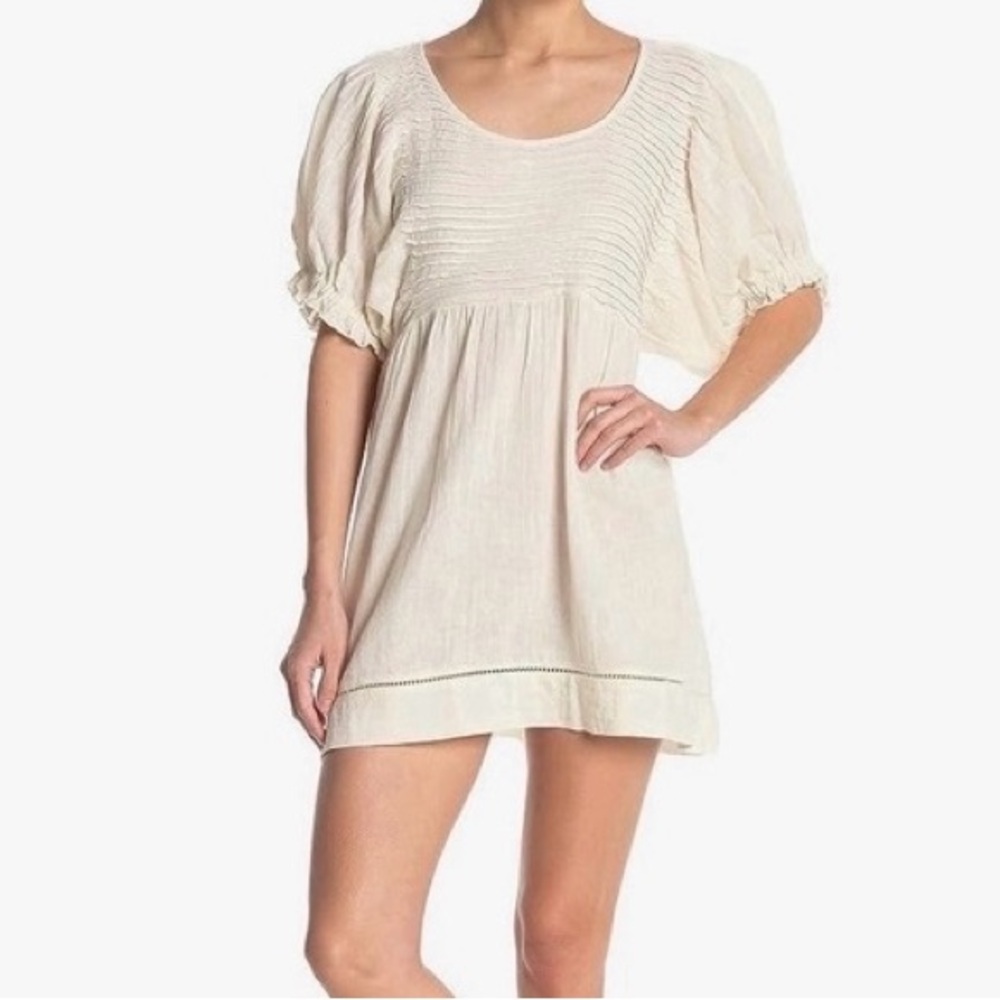 Free People Cream Puff-Sleeve Tunic Top